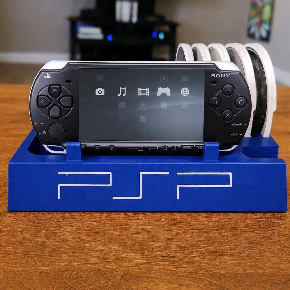 Vibrant Blue Sony PSP 2000/3000 Display Stand With PSP Game Holder Rack Storage